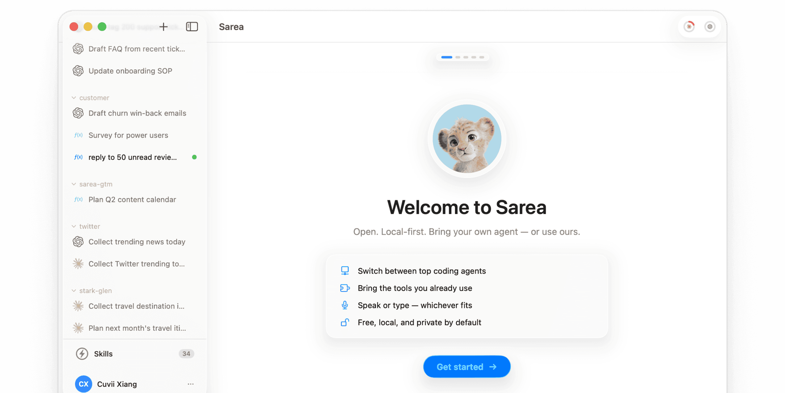 Sarea app interface